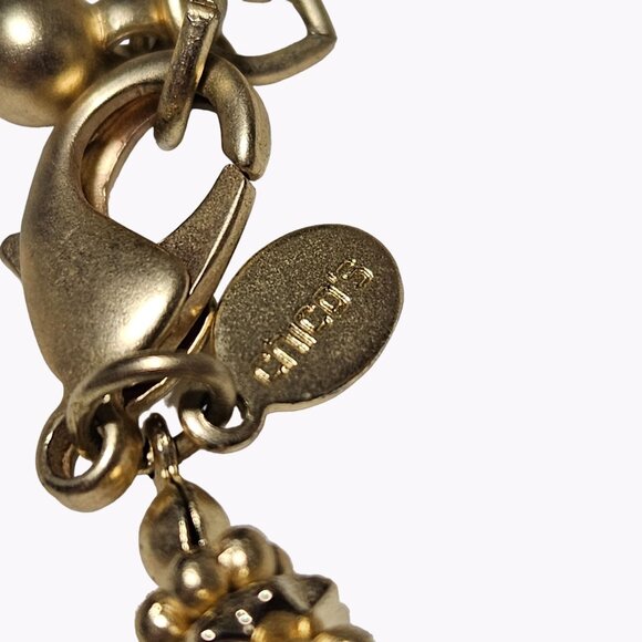 Chicos Retro Orange White Beaded Gold Tone Long Statement Necklace Jewelry Women - Picture 6 of 8